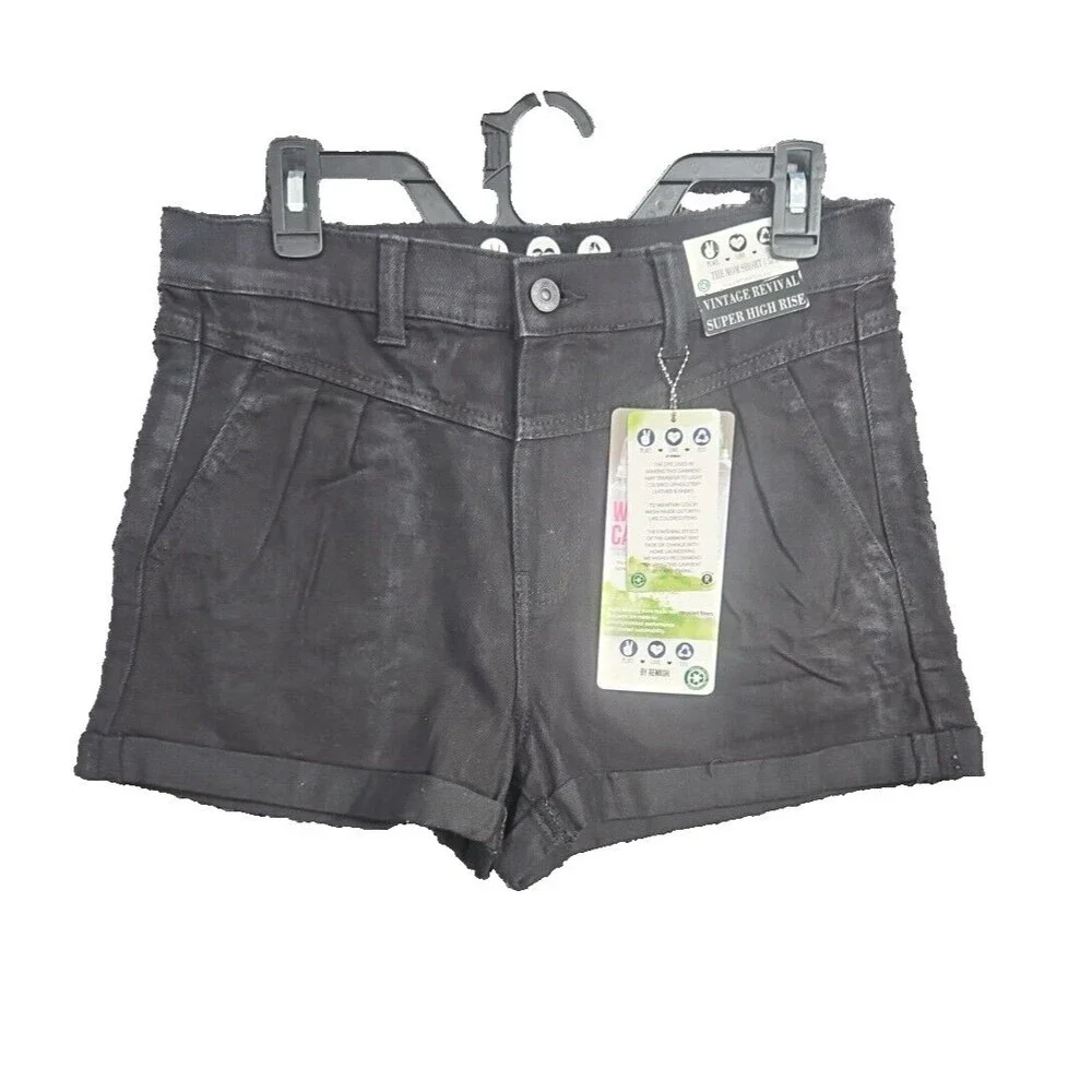 By Rewash Girls Women's Black Denim Jean Mom Shorts Sz 5 27 NWT